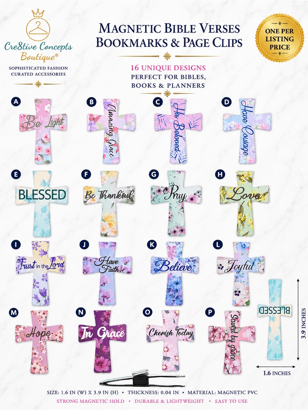 🙌🏼 Run Buy NOW~>Magnetic Bible Verse Cross Bookmark/Page Clip | Inspirational